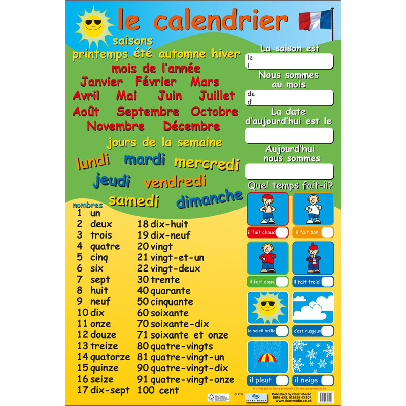 Le Calendrier French Calendar Poster Little Linguist