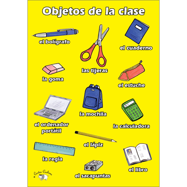 list of classroom objects in spanish