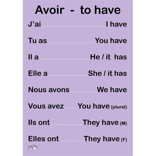 French Verb Poster Avoir Little Linguist